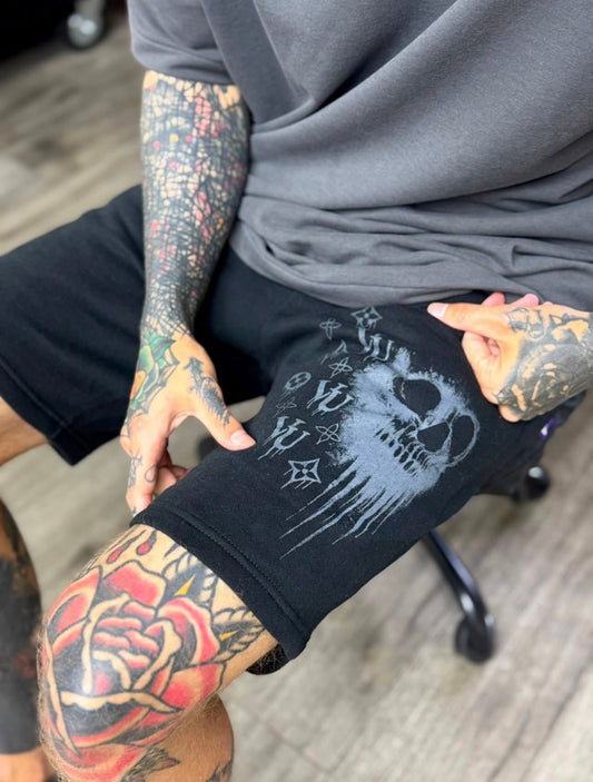 Skully VUitton Unisex Black Shorts