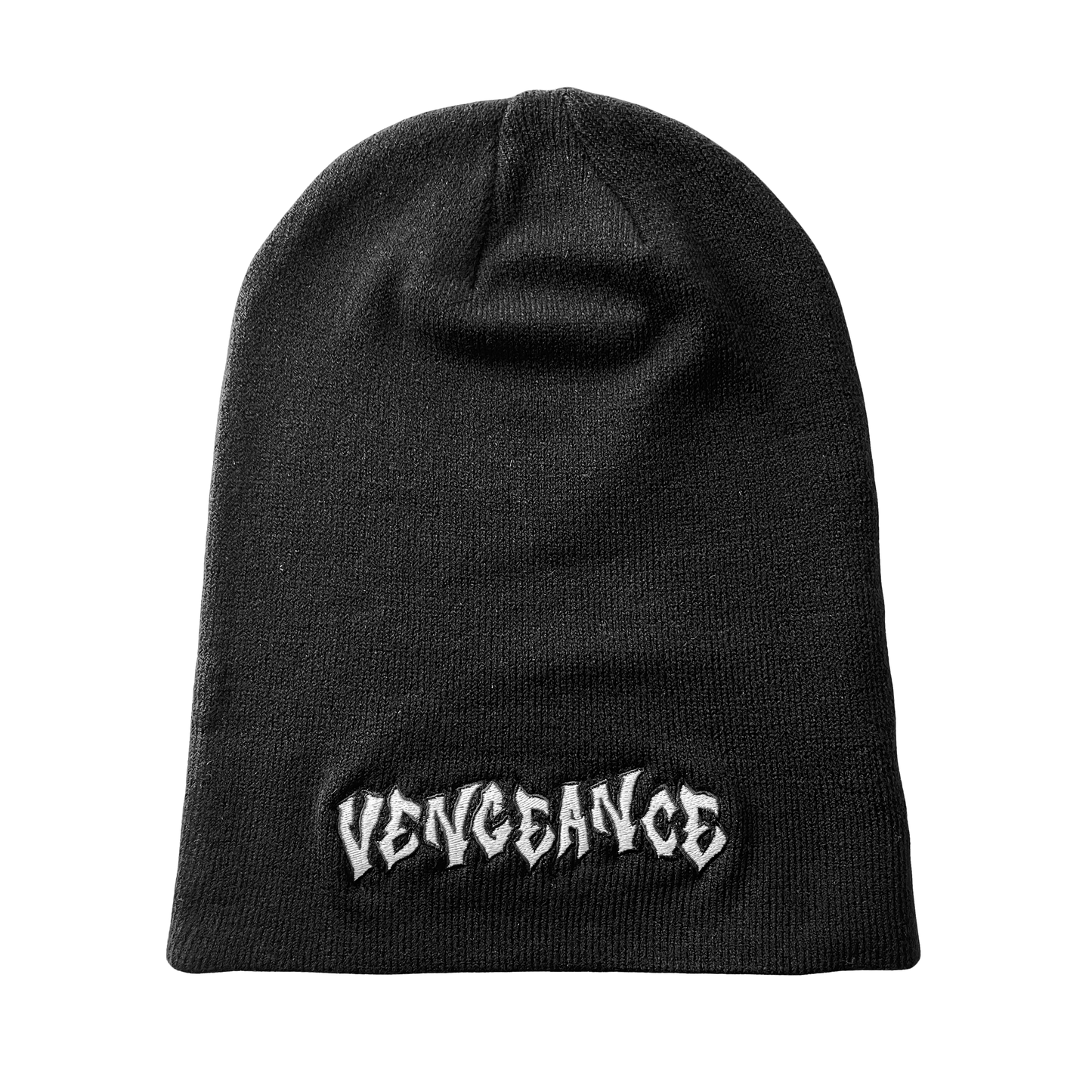 Black Vengeance Beanie - White Embroidery