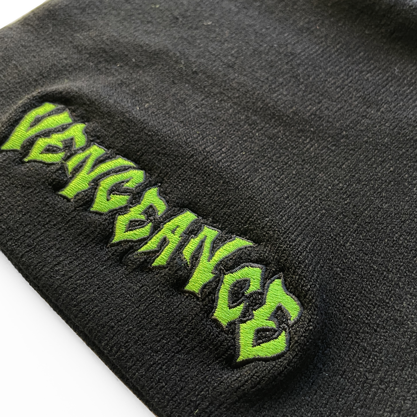 Black Vengeance Beanie - Green Embroidery