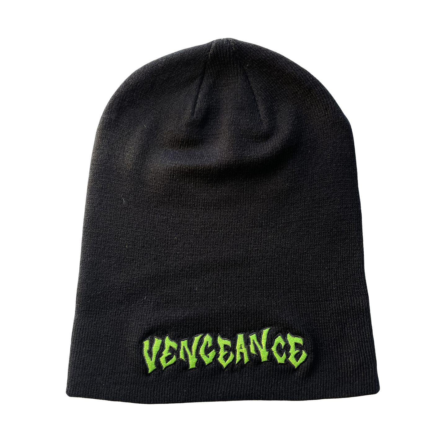 Black Vengeance Beanie - Green Embroidery