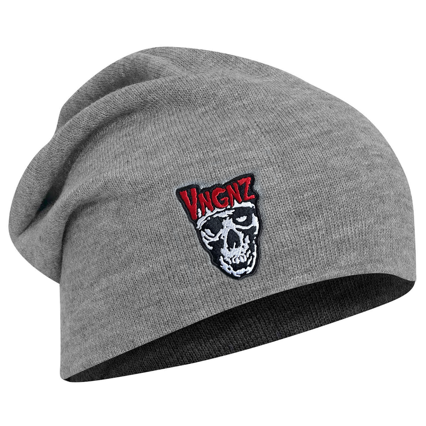 Grey VNGNZ Skull Beanie - Red VNGNZ