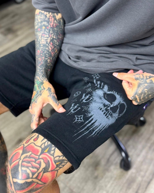 Skully VUitton Unisex Black Shorts