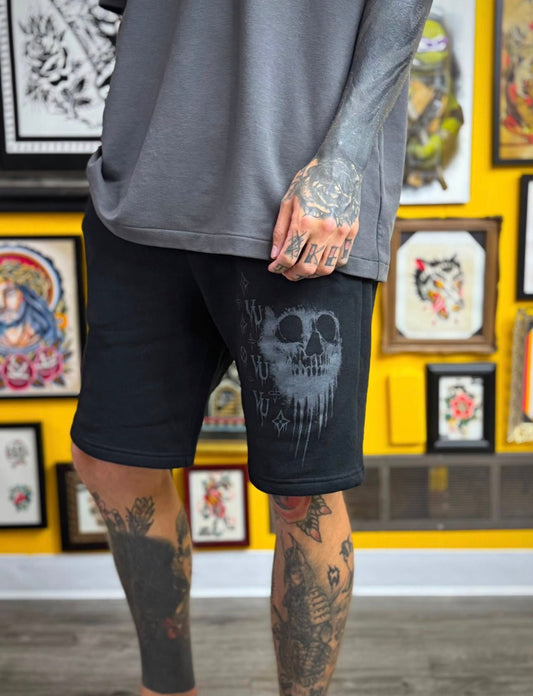 Skully VUitton Unisex Black Shorts