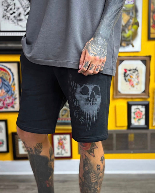 Skully VUitton Unisex Black Shorts
