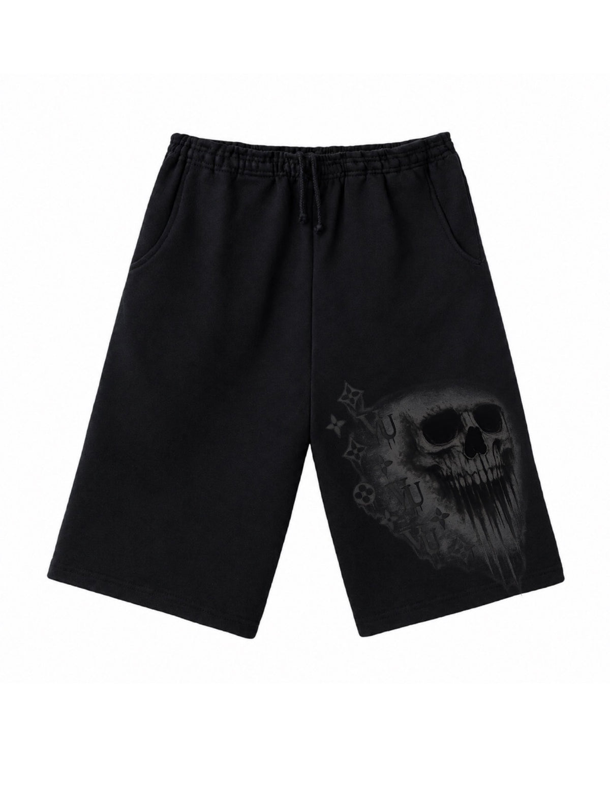Skully VUitton Unisex Black Shorts