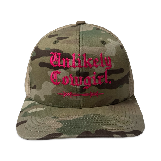 Unlikely Cowgirl Camo Trucker Hat