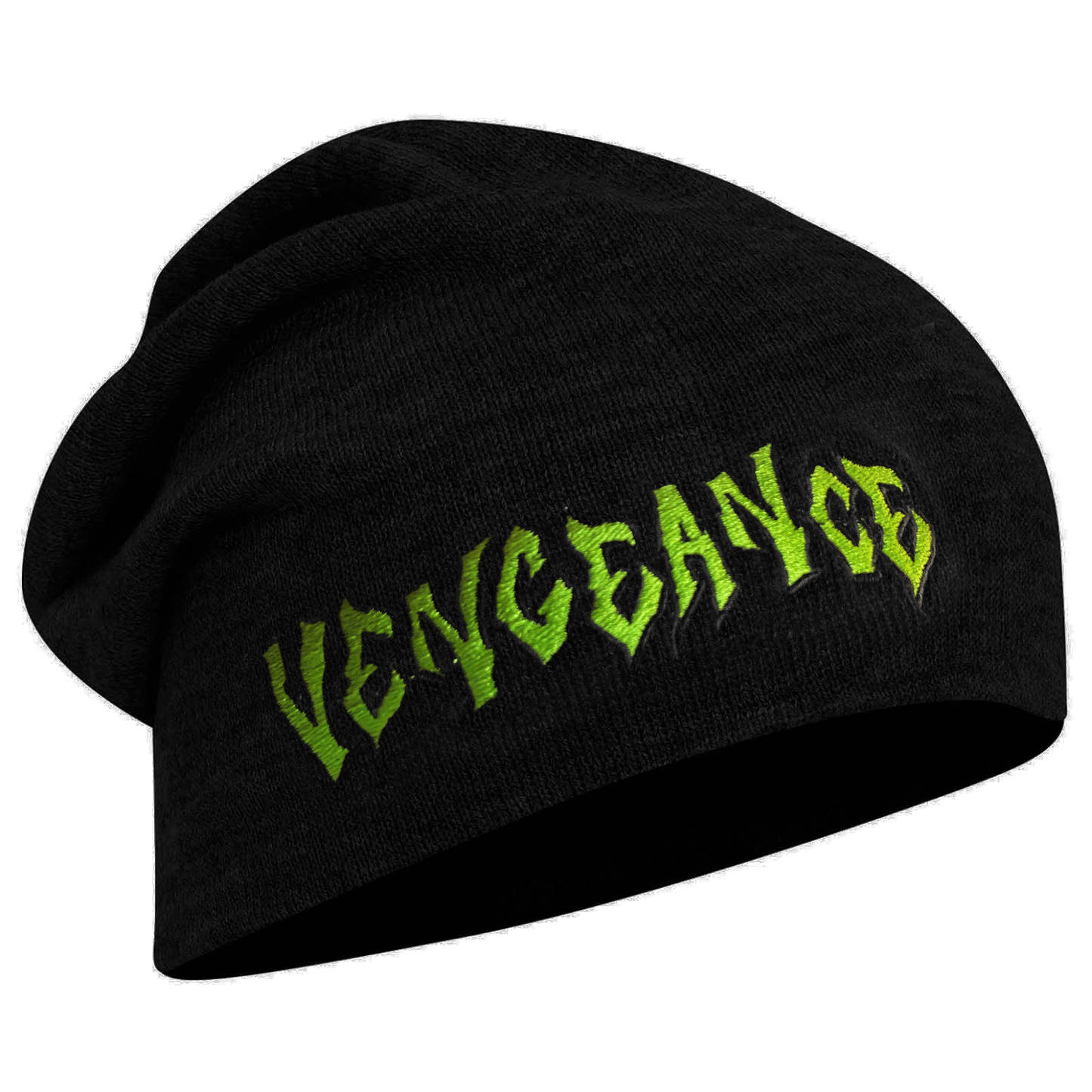Black Vengeance Beanie - Green Embroidery