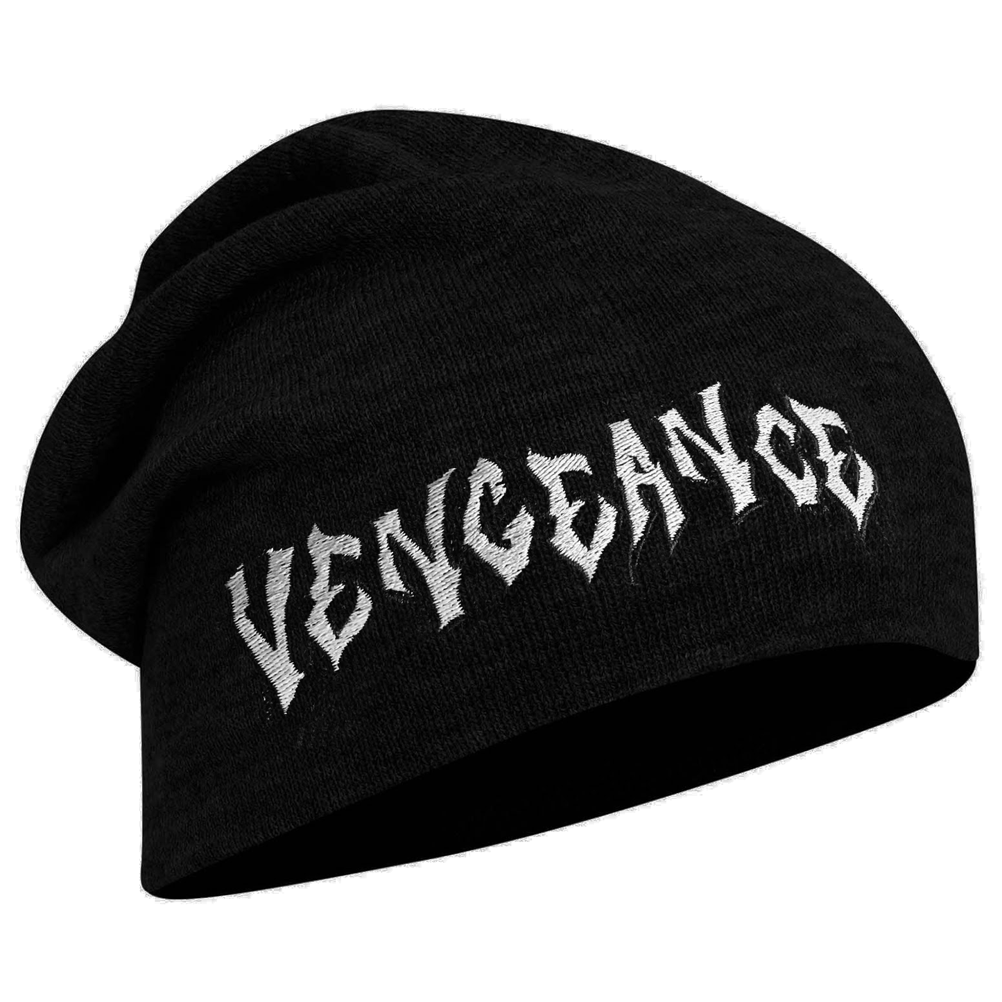 Black Vengeance Beanie - White Embroidery